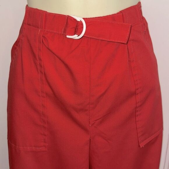 Vintage 70s Take 1 Red Polyester/Cotton Pull on Pants with Front Pockets - Picture 2 of 12
